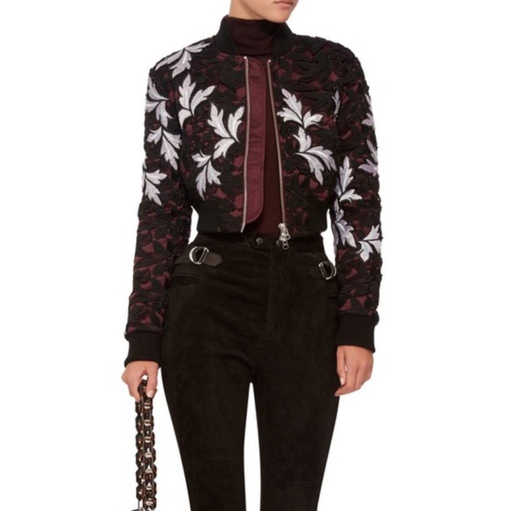 Self-Portrait Floral and Lace Bomber Jacket US4/UK8